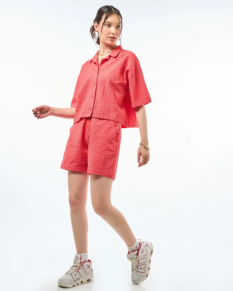 بيواكوف Women's Pink Oversized Co-ordinates
